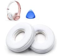 Replacement Ear Pads for Beats Solo 2 & Solo 3 Wireless Headphones Professional Headphones Replacement Pads with Soft Protein Leather - White (1 Pair)