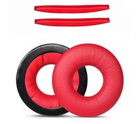Replacement Ear Pads Headband Cushion Earpads Cover Compatible with Sennheiser HD25 HD25-1 HD250BT HD25SP-II Headphones Earmuff Repair Part,Red Leather Set