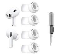 Replacement Ear Tip for AirPod Pro 2nd/1st Generaiton, Earbuds Caps Covers Earbuds Tips Ear Gel Silicone Eartip 4 Pairs with Cleaner kit, Medium Size 4 Pairs, White ywkitwm