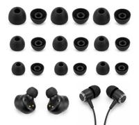 Replacement Earbuds Tips 9 Pairs, Silicone Ear Tips S/M/L for In-Ear Headphones 4.5-6mm Nozzle, Noise Isolating Earphone Buds Replacement, Soft Earbud Tips for Wired & Wireless Earphones, Black