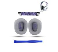Replacement Earpads & Headband for Logitech G733 LIGHTSPEED Over-Ear Headphones, daunke Memory Foam & Mesh Fabric (1 Pair Earpads & 1 Headband), Full Protection - Grey Earpads & Purple Headband