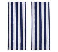 Replacement fabric for beach loungers, white and blue striped reversible cover for deck sun loungers 120x44cm (2pcs)