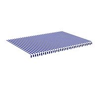 Replacement Fabric for Outdoor Sun Shade Garden Umbrella Canopy 5x3.5m Blue & White Sunshade Cloth Waterproof UV Protection Patio Awning Material