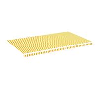 Replacement Fabric for Outdoor Sunshade Garden Umbrella Awnings - Yellow & White 6x3.5m Waterproof Canopy Material for Patio & Deck Easy to Install