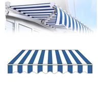 Replacement Fabric for Retractable Awning, Blue and White Striped Polyester Canopy, Outdoor Garden and Patio Cover (Fabric Only) 583x350cm
