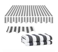 Replacement Fabric for Retractable Awning Grey & White Striped Canopy Material Outdoor Patio Awning Cover for Balcony (13x10ft/400x300cm)