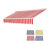 Replacement Fabric for Retractable Awnings, Outdoor Patio Sunshade Canvas, Striped Polyester Cover for Garden, Terrace, Balcony (Red, 16x13ft/500x400cm)