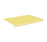 Replacement Fabric for Sunshade Outdoor Awning Garden Umbrella Yellow & White Sunshade Cloth 5x3.5m Waterproof Canopy Material UV Protection