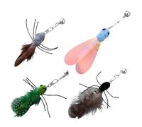 Replacement Feather Toys - 4-Piece Replacement Kitten Feathers Teasers, Flying Worm Add-On Toys | Daily Cat Play Funny Fitness Catch Game for Indoor Cats, Pets, Engaging Movement Accessories