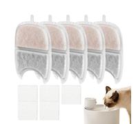 Replacement Filter for Animal Fountains, 5 x Replacement Filters with Sponges for Drinking Fountains, Triple Filter System for Drinking Water Systems in the Home and Living Area