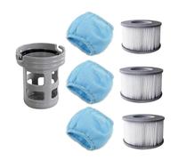 Replacement Filter Set for Miweba for mspa Inflatable Hot Tubs, 3-Pack Filters with Bracket and Mesh Bags, PVC Filtration Cartridge for Deluxe Premium for elite Concept Series, for easy maintenance