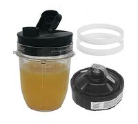 Replacement Flat/Milling Blade and 12oz Cup with Spout lid，Compatible with Ninja Nutri-Blender Pro with Auto-iQ1100-Watt,BN400,BN401,CL401A,CL405CO,BN750,BN800(7fins Male Gear/30 series)