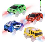 Replacement Flex Track Race Cars for Magic Tracks, Glow in the Dark with LED Lights, Battery Operated Snap N Glow Trax Accessory