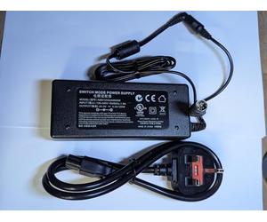 Replacement for 24V 5A AC-DC Adaptor Power Supply with 4 Pin Din LEFT 2 Positive Pins + UK Lead