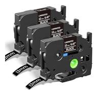 Replacement for Brother P-Touch Label Printer Tape White on Black TZe-335 TZe TZ Tape 12mm 0.47 Laminated Black, Compatible with PT-H110 PT-E110 PT-H100R PT-H100LB PT-P710BT PT-H200 GT-H105, 3-Pack