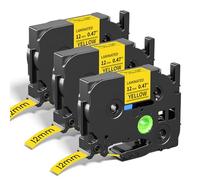 Replacement for Brother TZe-631 P-Touch Label Printer Tape Black on Yellow TZe TZ Tape 12mm 0.47 Laminated Yellow, Compatible with PT-H110 PT-E110 PT-H100R PT-H100LB PT-P710BT PT-H200 GT-H105, 3-Pack