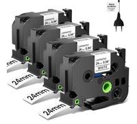 Replacement for Brother TZe-FX251 P Touch Flexible-ID Tape 24mm 0.94 Laminated White TZe TZ Flexible Label Tape 1 Inch for PT-D600, PT-D610BT, PT-P700, PT-P910BT, Black on White, 26.2 Feet, 4-Pack