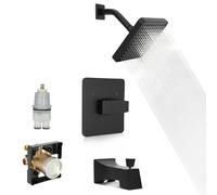 Replacement for Delta Shower Trim Kit 14 Series, 6-Inch Black Shower Head and Handle Set, Includes R10000-UNBXHF Valve and RP46074 Cartridge, Matte Black(with Cartridge and Valve)