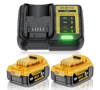 Replacement for Dewalt battery 18V 5500mAh - for Dewalt 18v Battery Charger Set Compatible with DCB180 DCB181 DCB182 DCB184 DCB185 DCB201 DCB204, for 18v Tools