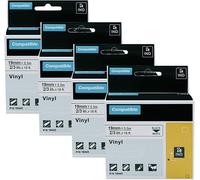 Replacement for DYMO Label Tape 18445 Industrial Vinyl Labels 19mm | Work with Dymo Rhino 4200 5000 6000 ILP219 Label Makers, 3/4" x 18', 4-Pack, Label Maker Refills, Black on White