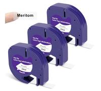 Replacement for Dymo Label Tape Plastic Black on Clear 12mm x 4m, Compatible with Dymo LetraTag Refills for LT-100H LT-100T LT-110T 200B XR XM QX50