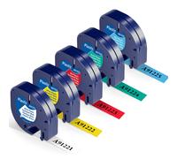 Replacement for Dymo LetraTag Label Tape 12mm x 4m Compatible with Dymo Letra Tag LT-100H LT-100T XR, 5Pack Muticolour Plastic Tape by Wonfoucs