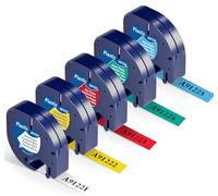 Replacement for Dymo LetraTag Label Tape 12mm x 4m Compatible with Dymo Letra Tag LT-100H LT-100T XR, 5Pack Muticolour Plastic Tape by Wonfoucs