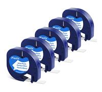Replacement for DYMO LetraTag Refills 91331 White Plastic Label Tape 12mm x 4m(1/2" x 13ft) for Dymo LetraTag Label Maker Refills LT-100H LT-100T 200B QX50 (Black on White, 5 Pack)