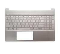 Replacement For HP 15S-EQ1521SA Non-Backlit QWERTY Keyboard Palmrest for Laptop UK Layout No Touchpad