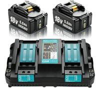 Replacement for Makita 18V Batteries: LXT 5.0ah Battery + Dual Port Charger