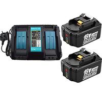 Replacement for Makita Fast Charger DC18RC DC18RD 4A Double Charger with 2 x Batteries for Makita Batteries 18V BL1830 BL1840 BL1850 BL1860B 194204-5 [2Pcs BL1840B Battery 18V 4Ah with Charger ]
