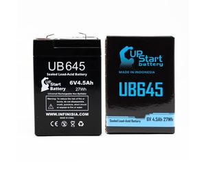 Replacement for Omnibot 2000 Battery - Compatible UB645 Universal Sealed Lead Acid Battery (6V 4.5Ah 4500mAh F1 Terminal AGM SLA) - Includes TWO F1 to F2 Terminal Adapters