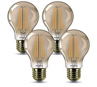 Replacement for Philips E27 LED Decorative Lamp Gold Vintage Retro Design 7.5 Watt Replaces 48 Watt Flame 2000 Kelvin Dimmable Pack of 4