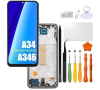 Replacement for Samsung Galaxy A34 LCD Screen with Frame INCELL for Samsung A34 5G A346E A346B A346M Touch Screen Digitizer Assembly LCD Display with Repair kit(No Figerprint Function)