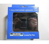 Replacement for Volex 1 Gang Intermediate Lightswitch 10AX Black Interior Blk Nickel Flat Plate