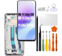 Replacement for Xiaomi Mi 11 lite 5G | 11 lite 4G | 5G NE LCD Screen with Frame for xiaomi M2101K9AG M2101K9G 2109119DG LCD Touch Screen Display Panel Digitizer Assembly with Repair kit(Black)