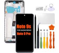 Replacement for Xiaomi Redmi Note 9 pro | Note 9s LCD Screen with Frame for Redmi note9 Pro note9s M2003J6B2G M2003J6A1G LCD Touch Screen Display Panel Digitizer Assembly with Repair kit(Black)