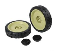 Replacement Front Rear Drive Wheels Kit for HRJ216 HRJ215 HRJ196 Lawn Mowers, 20.5cm Rear and 19.5cm Front Rubber Tyres with Hub Covers, Garden Tractor Wheel Set Upgrade Parts Self Propelled(rear)