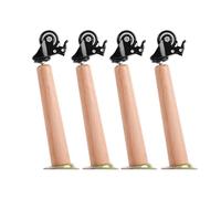 Replacement Furniture Legs - Solid Beech Wooden Sofa Legs with Mounting Plate & Screws, Includes Casters, Ideal for Sofas, Tables, and Chairs