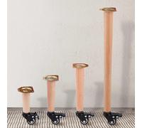 Replacement Furniture Legs - Solid Beech Wooden Sofa Legs with Mounting Plate & Screws, Includes Casters, Ideal for Sofas, Tables, and Chairs