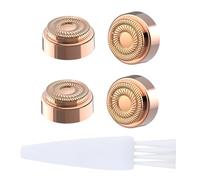 Replacement Heads for Flawless Facial Hair Remover, 18K Gold-Plated Double-Ring Design, 4-Pack with Cleaning Brush, Rose Gold