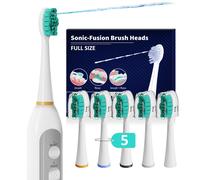 Replacement Heads for Waterpik Sonic Fusion 2.0 Extra-Large Size Flossing Toothbrush Head fit for Water pik SF-01 SF-02 SF-03 SF-04 (White 5 Count)