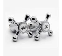 Replacement Hot and Cold Victorian Style Cross Head Tap Heads Hot & Cold Pair - Traditional Classic Tap Conversion Kit for Bathroom Basin and Kitchen Sink Taps