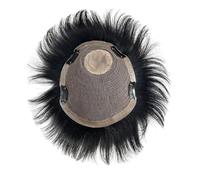 Replacement Human Hair Men Toupees with 4 Clips, Breathable Lace Top with PU Around Base Men's Capillary Prosthesis Systems(16x18cm)