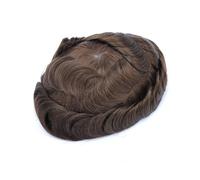 Replacement Human Hair Toupee for Men Invisible Hairline Lace Top PU Skin Perimeter Male Systems(4#)