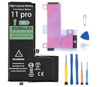 Replacement iPhone 11 Pro Battery for All-Day Heavy Usage, 6500mAh High Capacity 0 Cycle Lithium Polymer with Repair Tools for DIY Users (A2160/A2215/A2217)