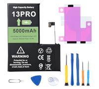 Replacement iphone 13 pro Battery for All-Day Pro Gaming and Photography, 5000mAh High Capacity 0 Cycle Lithium-Ion with Repair Tools for Heavy Users (A2636/A2638)