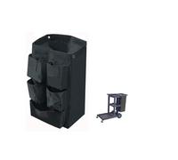 Replacement Janitorial Cart Bag with 5 Pockets,25 Gallon Housekeeping cart Bag High Capacity Waterproof Thickened Commercial Janitorial Cleaning Cart Bag with 6 Brass Grommets (Black with 5 Pockets)