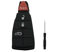 Replacement Key Fob Button Pad Fits for Jeep Grand Cherokee Dodge Ram 1500 2500 3500 Durango Grand Caravan Journey Chrysler Town Country Rubber Cover Key Fob Case Shell Insert Keypad (4 Button-a)