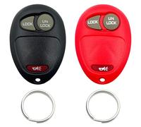 Replacement Key Fob Shell Keyless Entry Remote Car Key Fob Case Fits for Chevy Colorado Venture, GMC Canyon, Pontiac Montana, Isuzu i-280 i-290 i-350 i-370, Hummer H3 H3T Pad Cover (Black + Red)